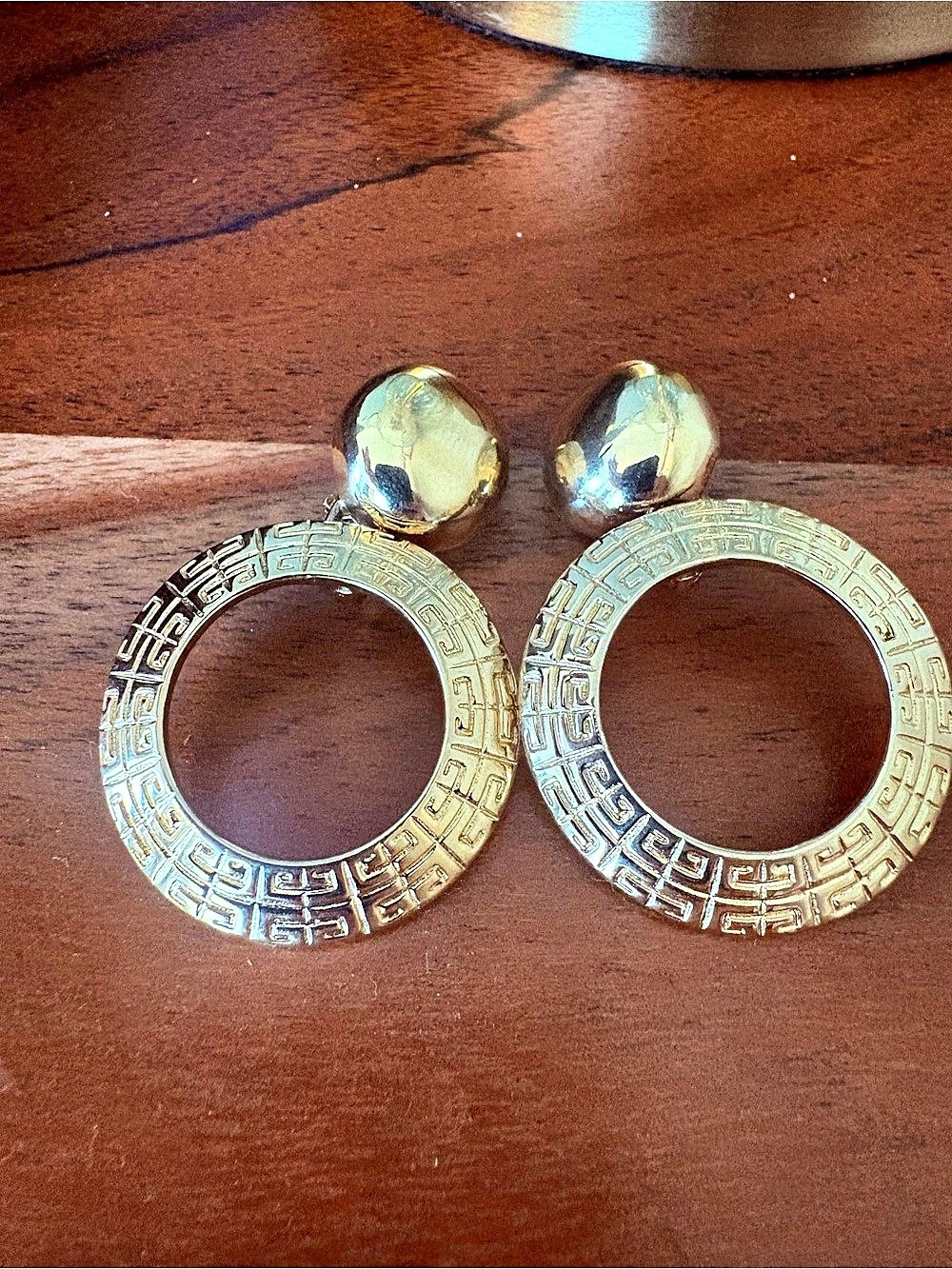 Givenchy Vintage Givenchy Gold Tone Greek Key Clip On Earrings Vintage Greek Key